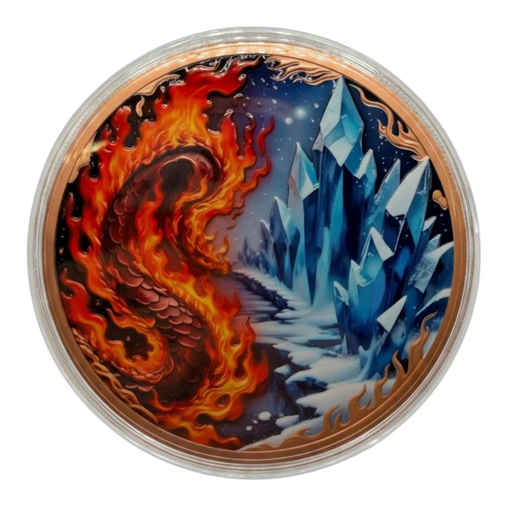 Fire & Ice Dragon 10oz .999 Fine Copper Round – Colorized Collectible in Capsule